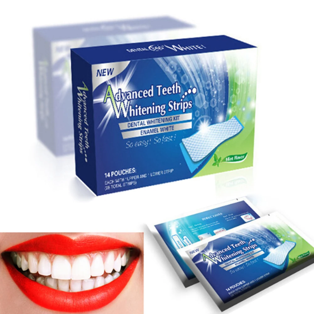 

100% Well Effect Standard Advanced Teeth Whitening Strips Stain Removal Oral Hygiene Clean Double Elastic Dental Bleaching Strip