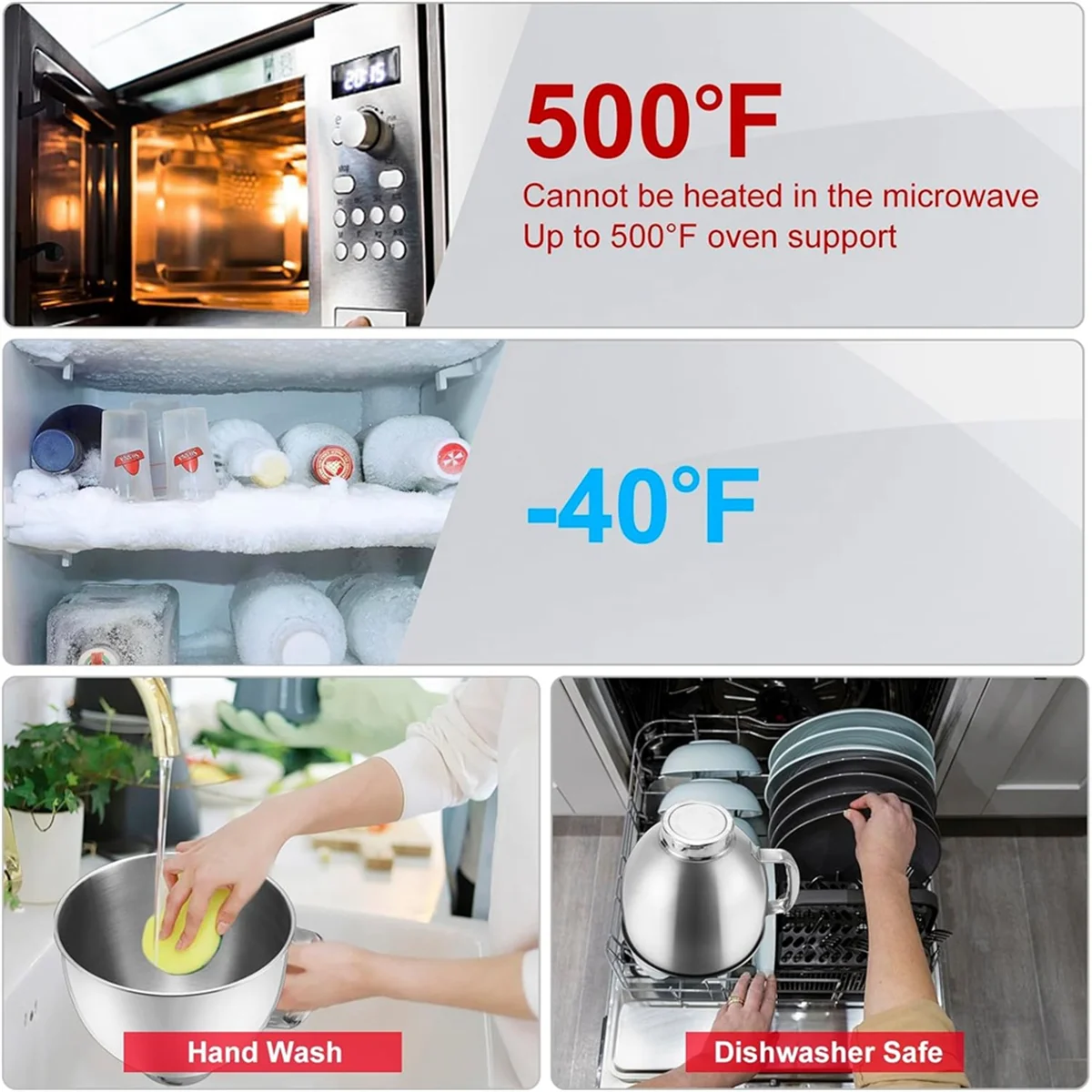 AUU-For 4.5-5QT Tilt- Stand Mixers Accessories Mixing Bowl with Handle+Dumping Protective Cover