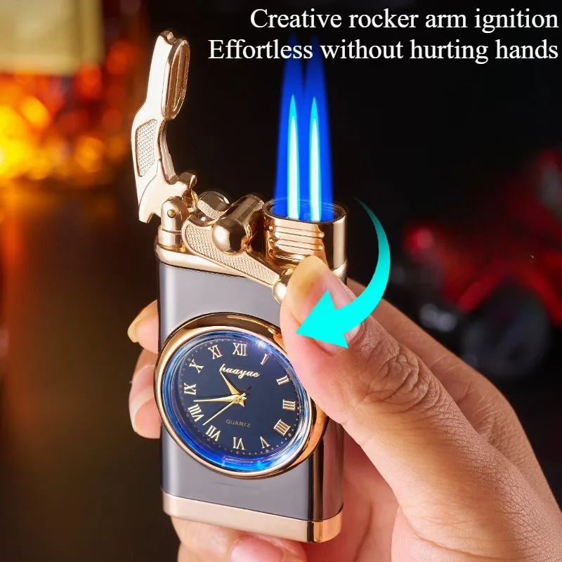 Outdoor Windproof Butane Gas lighter Creative Dial Clock Design High-Flame Lighter Smoking Accessories High-end gifts for Men