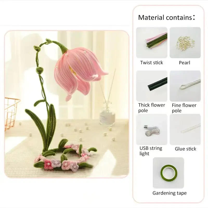 Lily Of The Valley Table Lamp DIY Handmade Material Package Twisted Stick Flower Home Decor Birthday Gift Valentine\'s Day Mum