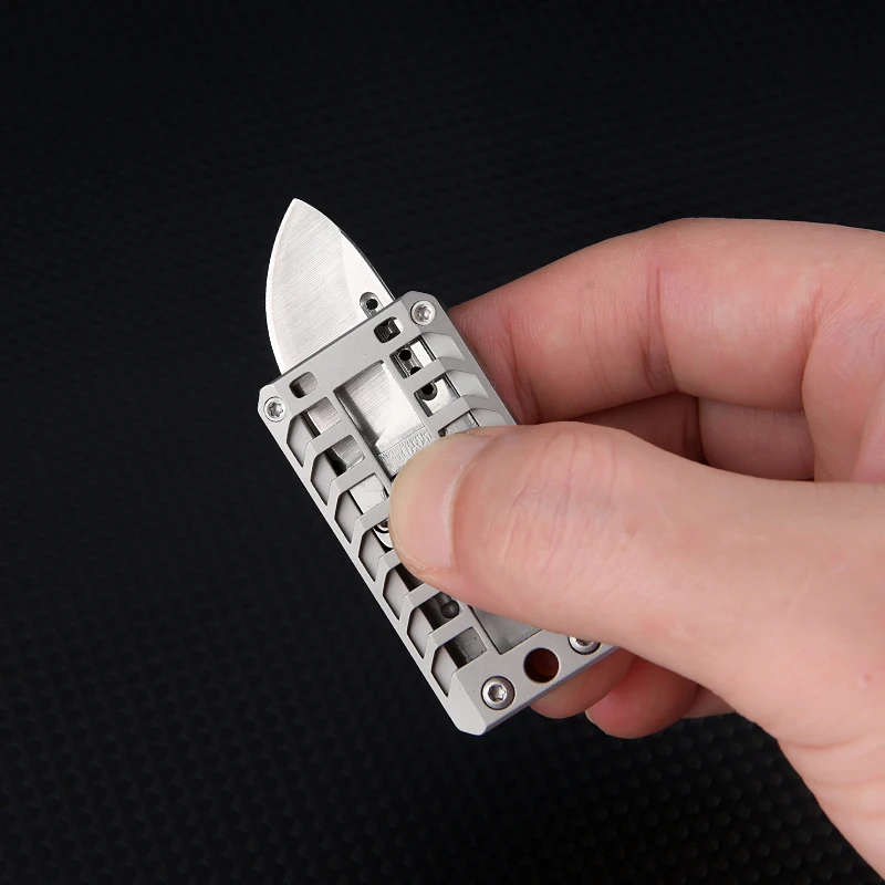 D2 Steel Sliding Knife Creative Mechanical Decompression Tool Push Knife Portable Keychain Pendant Outdoor Camping EDC Tool