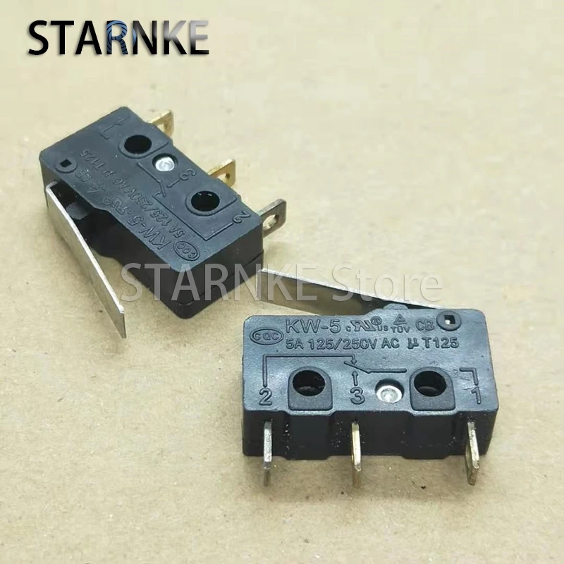 20PCS KW-5 Medium Micro Switch 3Pins With Straight Handle Limit Switch 5A 125 250VAC Contact Switch