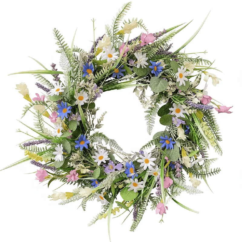 

Spring Artificial Daisy Wreath, Floral Garland for Door Wall Wedding Decor,Home Garden Party Decoration,Realistic Vintage Rustic