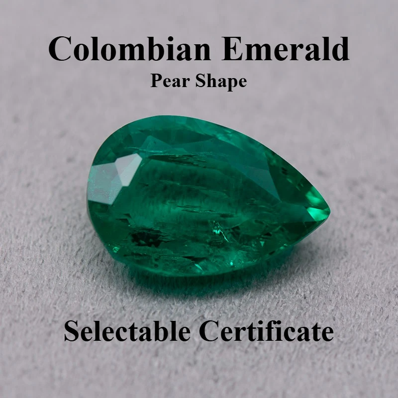

Lab Grown Colombian Emerald Pear Cut High Quality Gemstone for DIY Jewelry Ring Necklace Earrings Making Selectable Certificate