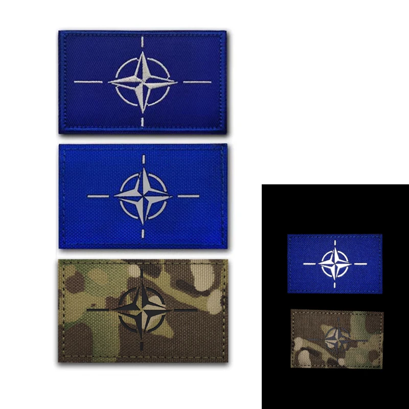 Повязка на руку с вышивкой НАТО и ночным отражением, тактический значок боевого моря, одежда, рюкзак, шляпа, нашивка на липучке, аксессуары
