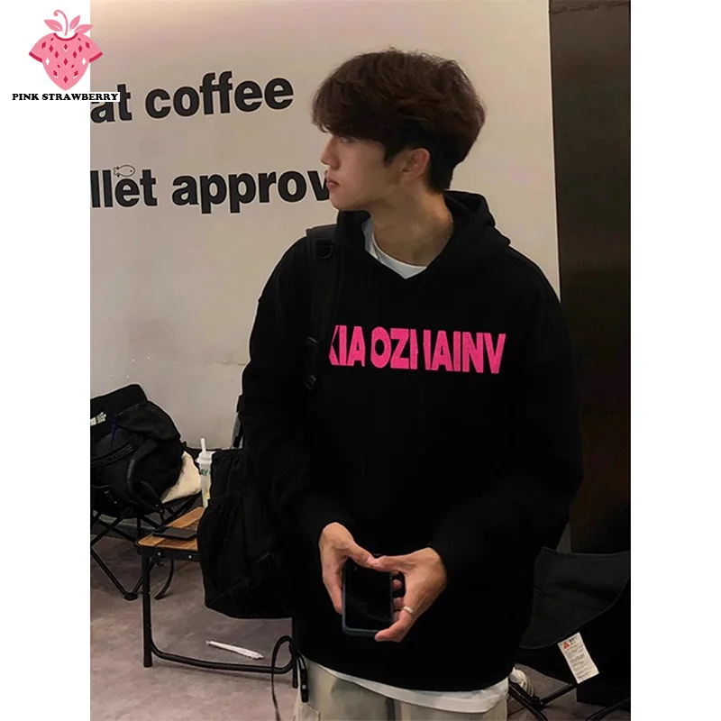 

American Street Plush Hoodies Men Autumn Winter 2025 New Oversize Warm long sleeves Pullover Sweatshirt Y2K Tops Mens clothing