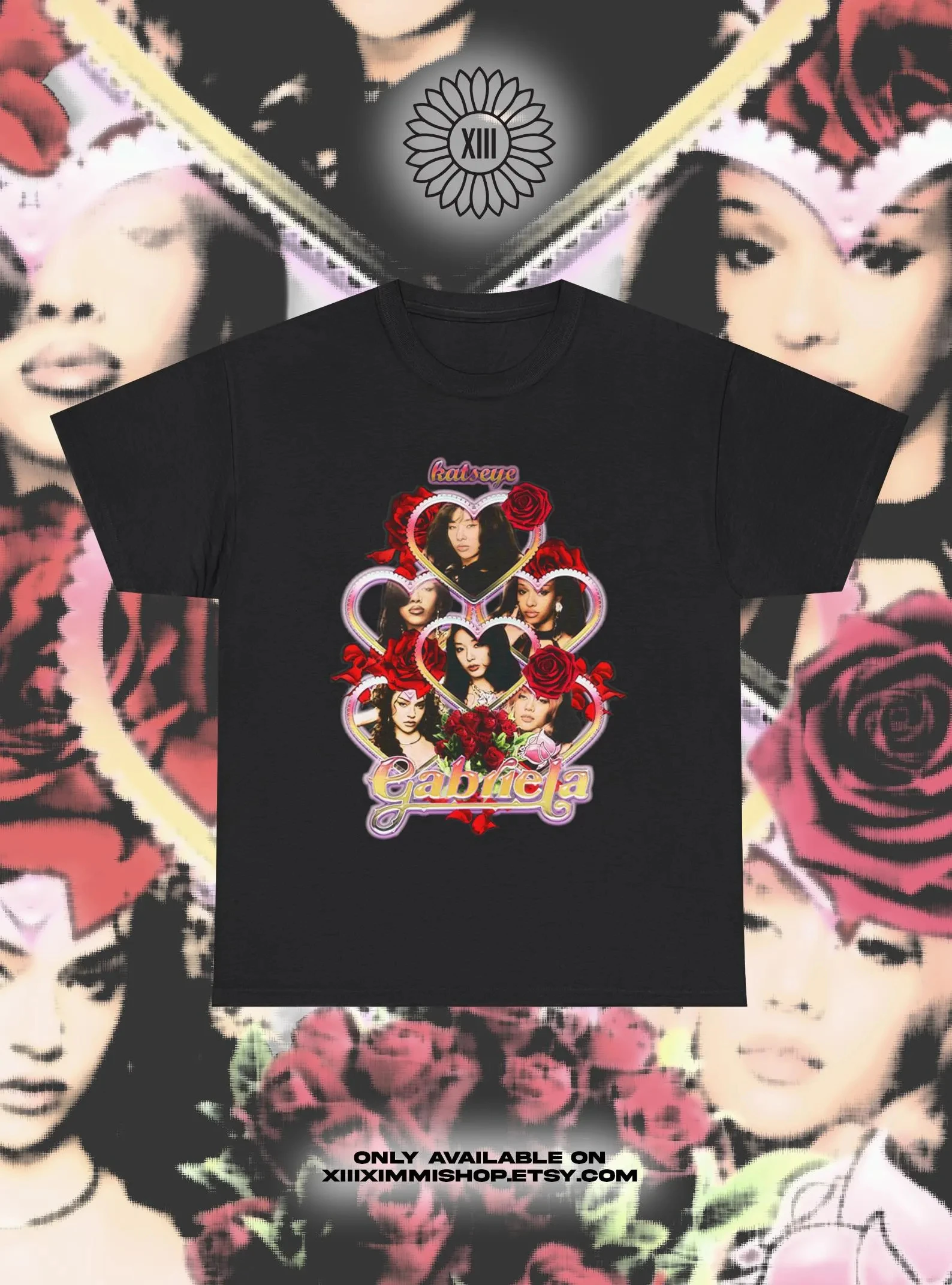 

KATSEYE Gabriela Vintage Bootleg Oversized Y2k T Shirt Eyekon Kpop Merch Short Sleeve Sophia Manon Lara Daniela Megan Yoonchae