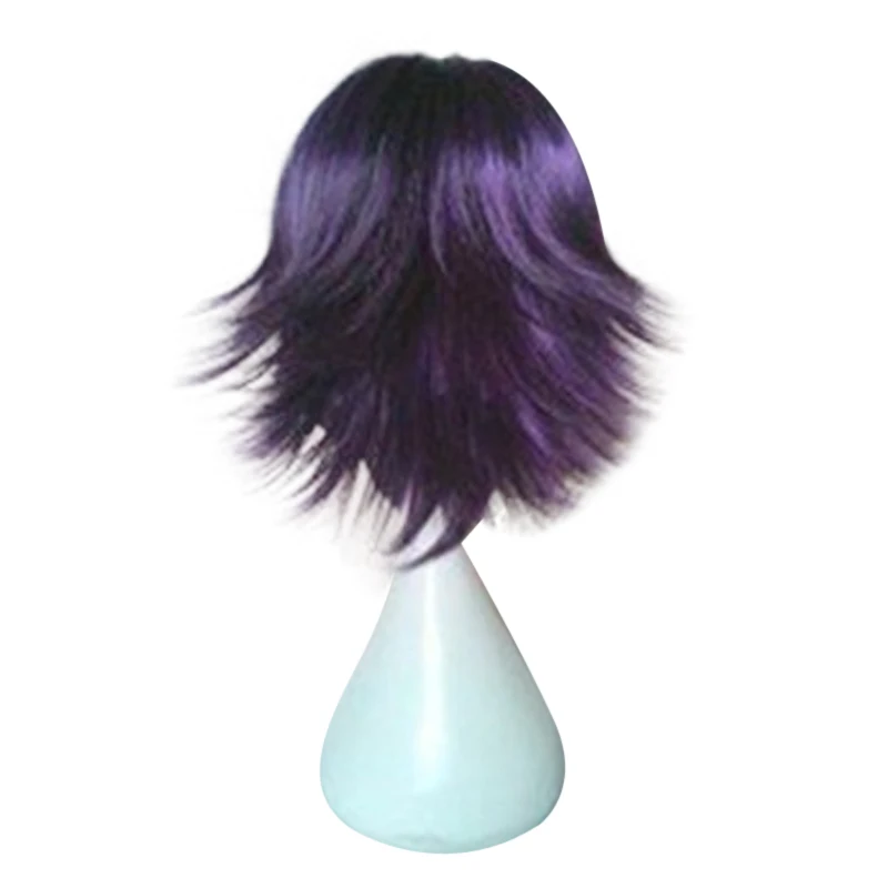 Hairjoy cosplay perücke synthetische haar perücken kurze lockige lila schwarze perücke