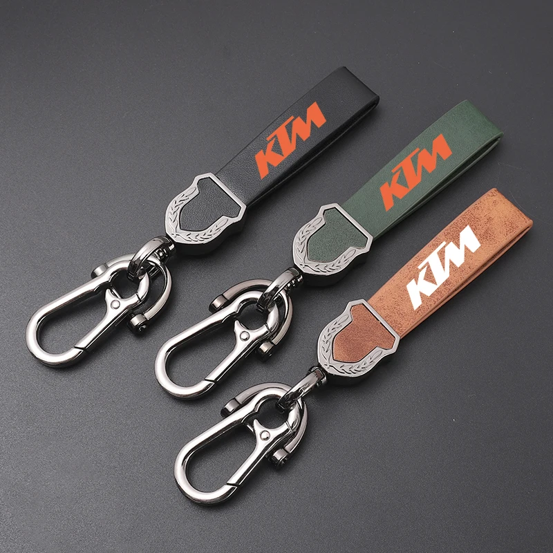 HD Printing Leather Keychain Metal Keyring For KTM Motorcycles