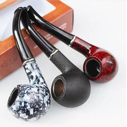 Resin Vintage Durable Tobacco Smoking Pipe Black Smoke Pipes Reduce Tar Cigarette Filter Men Gift Tobacco Smoking Gadgets