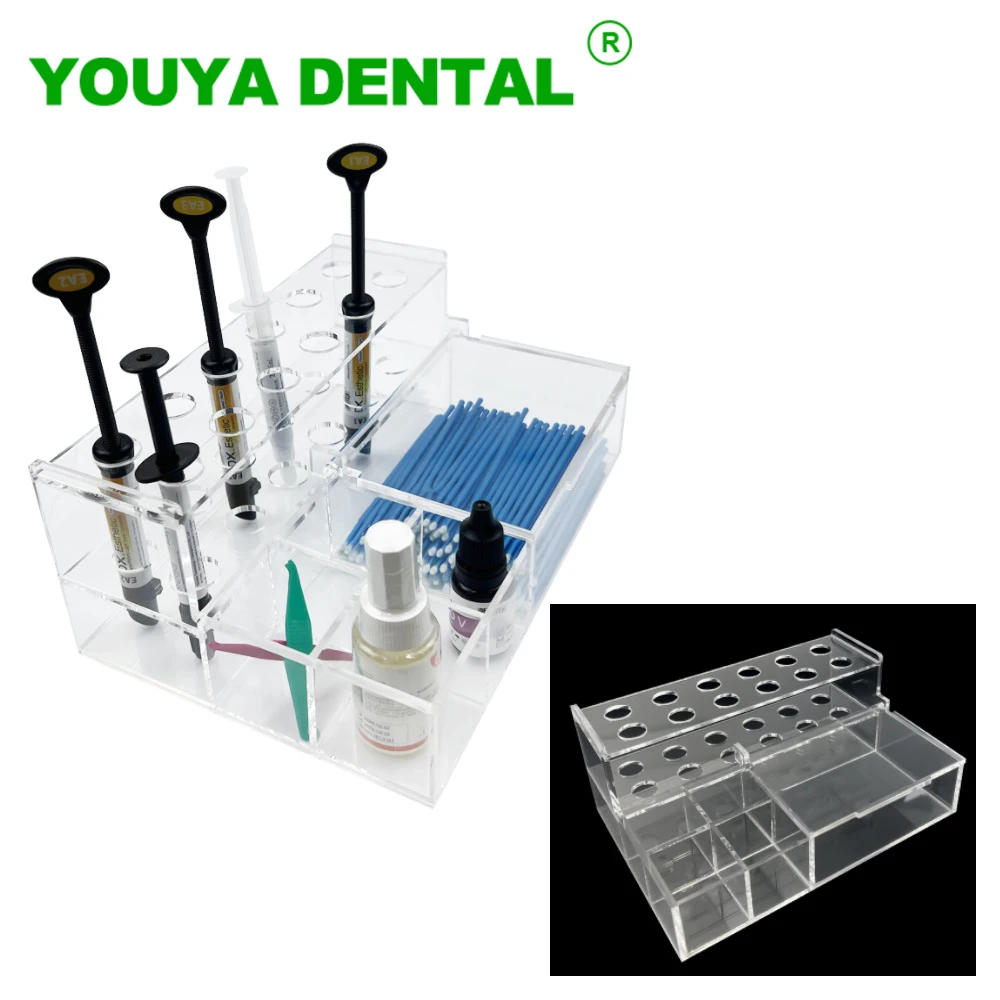 Dental Acrylic Case Storage Box Dentistry Acrylic Adhesive Composite Applicator Dispenser Organizer Holder For Composite Syringe