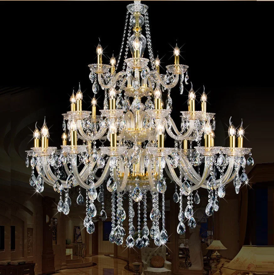 Elegant K9 Crystal Glass Pendant Ceiling Lighting Fixture24 Light Large Big Chandelier