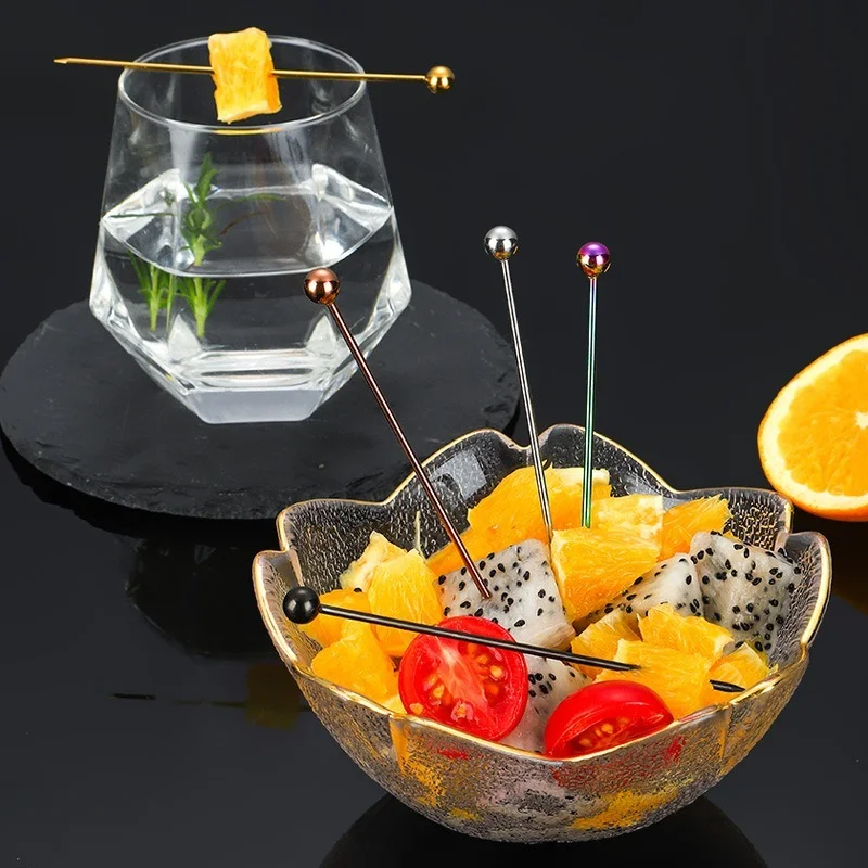 Stainless Steel Dessert Stick Skewers for Toothpicks Sticks Fruit Decor Metal Toothpick Bento Box Accessories Fruit Fork