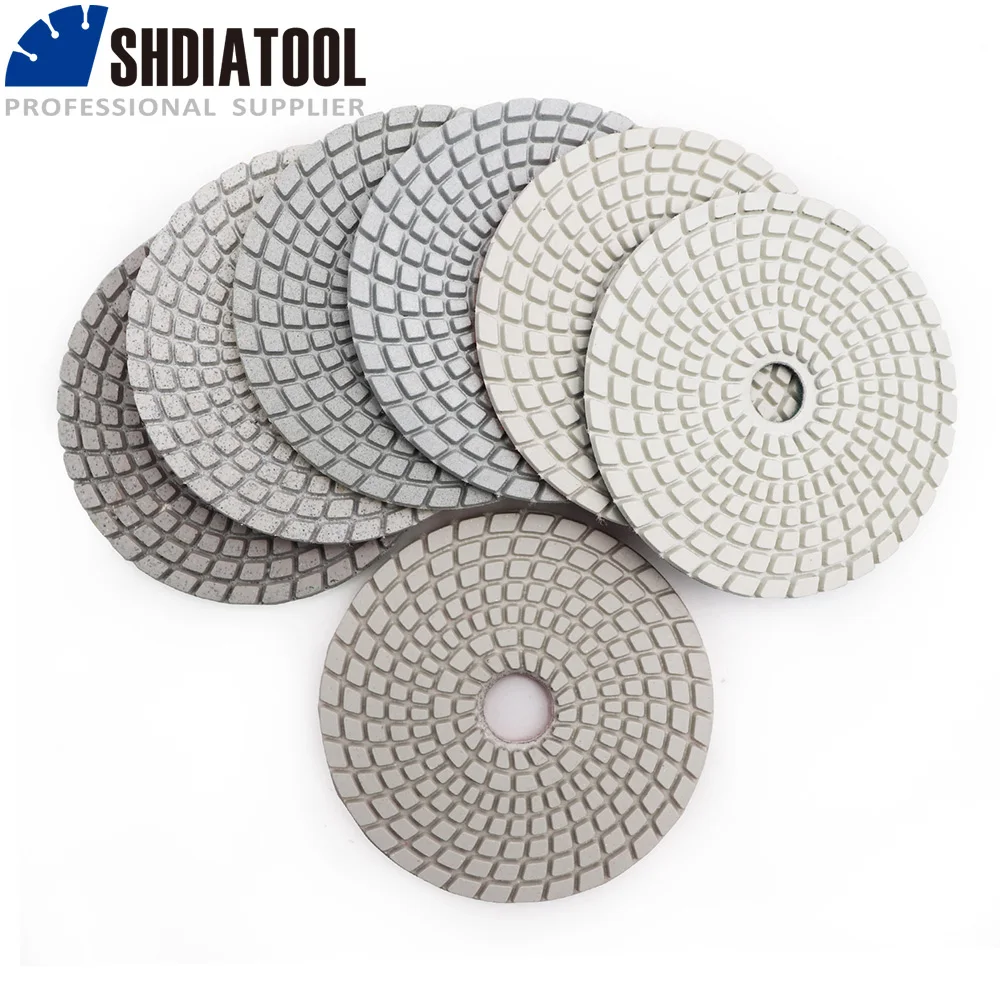 SHDIATOOL-almohadillas de pulido flexibles y húmedas de diamante, accesorio con unión blanca para discos de lijado de granito y mármol, rueda de