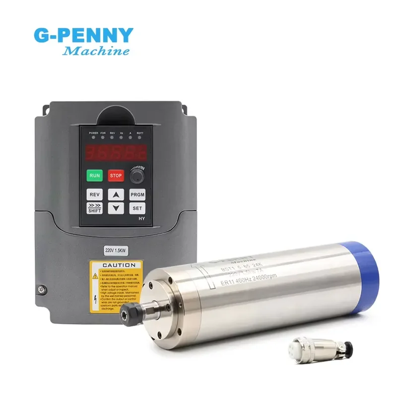 

G-penny 1.5KW ER11 220v 400HZ 24000RPM Spindle Motor, Inverter, Water Cooled Spindle Motor Kit for Milling Machine