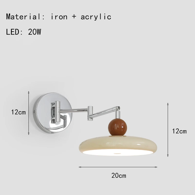Scandinavische crèmekleurige ijzeren wandlamp Moderne intrekbare draaibare LED-wandlamp voor slaapkamer Nachtkastje Gang Verlichtingsarmaturen