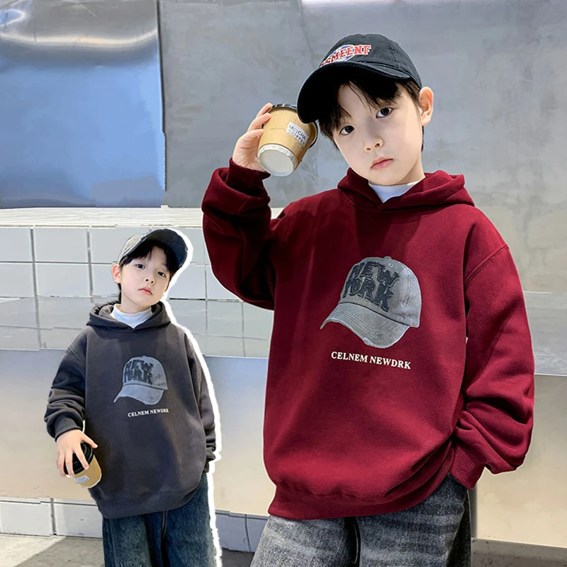 

7 To 16 Years Teenager Boy Spring Autumn Pullover Hoodies Children Fashion Casual Cotton Sweatshirt Kids Trendy Hooded Coat