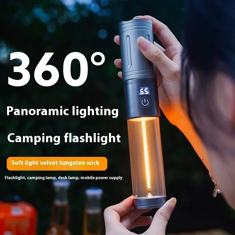 Super Bright Flashlight USB Rechargeable Handheld Camping Lights Emergency Torch Outdoor Waterproof Lanterns for Fishing Picnic