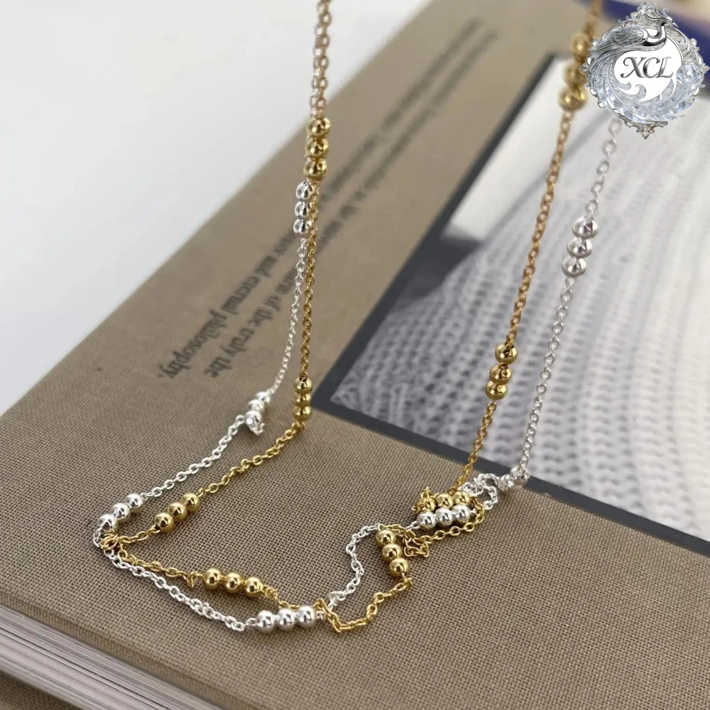 

Ожерелье-чокер XCL из 100% стерлингового серебра 925 пробы с бусинами, цепочка-шарик, для свадьбы, помолвки, изысканные ювелирные украшения для женщин и девушек