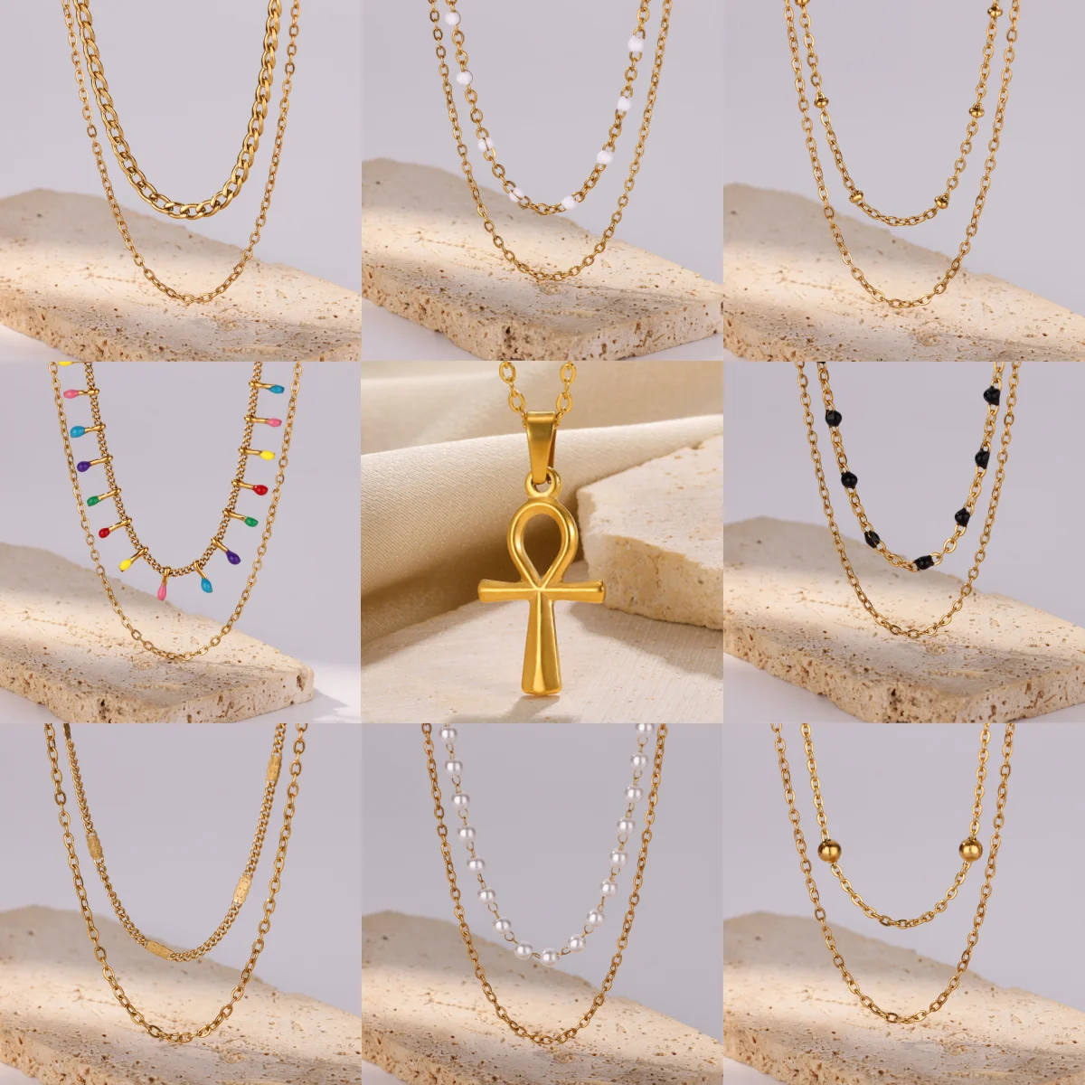 Luxuriöse mehrlagige Halskette für Damen, 18 Karat vergoldet, Quaste, Imitationsperle, Modeschmuck, Halskette, Geburtstagsfeier, Geschenk