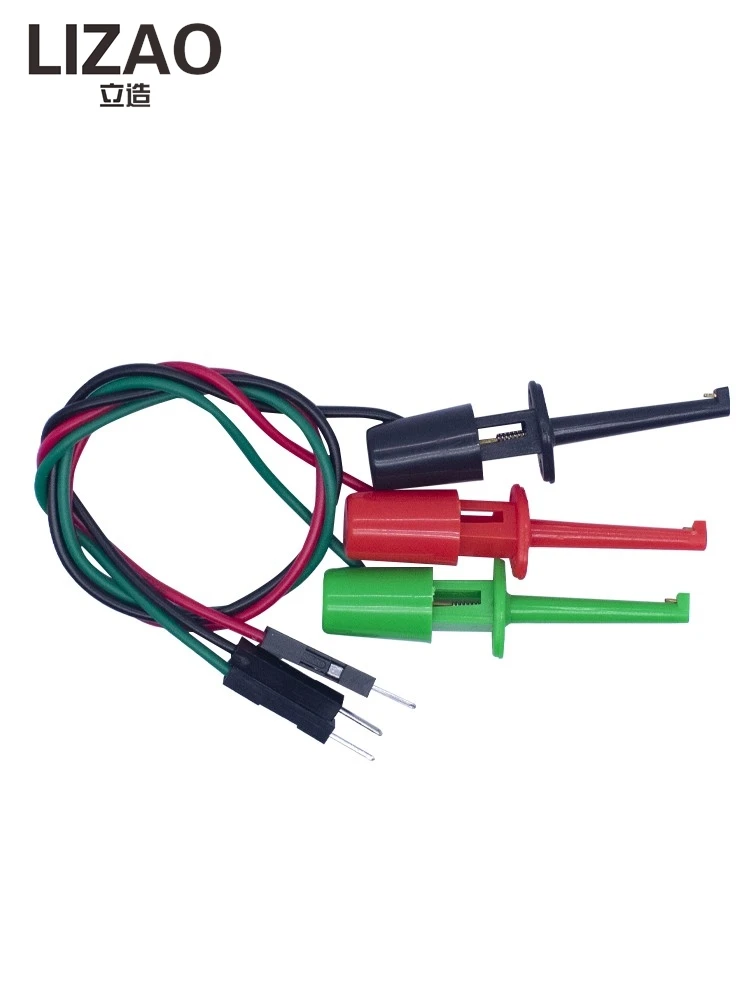 DuPont Male Pin Test Hook Clip Jumper Wire 3 Colors Test Probe Grabber Cable For Electronic Experiment Debugging