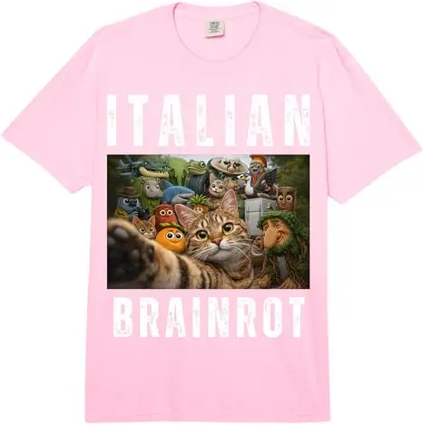 Katzen-Selfie mit lustigem italienischen Brainrot-Meme-Charakter-T-Shirt, Y2k, niedliche Kätzchen-Ästhetik-Kleidung, modische Kurzarm-T-Shirts für Jungen – Detail 6