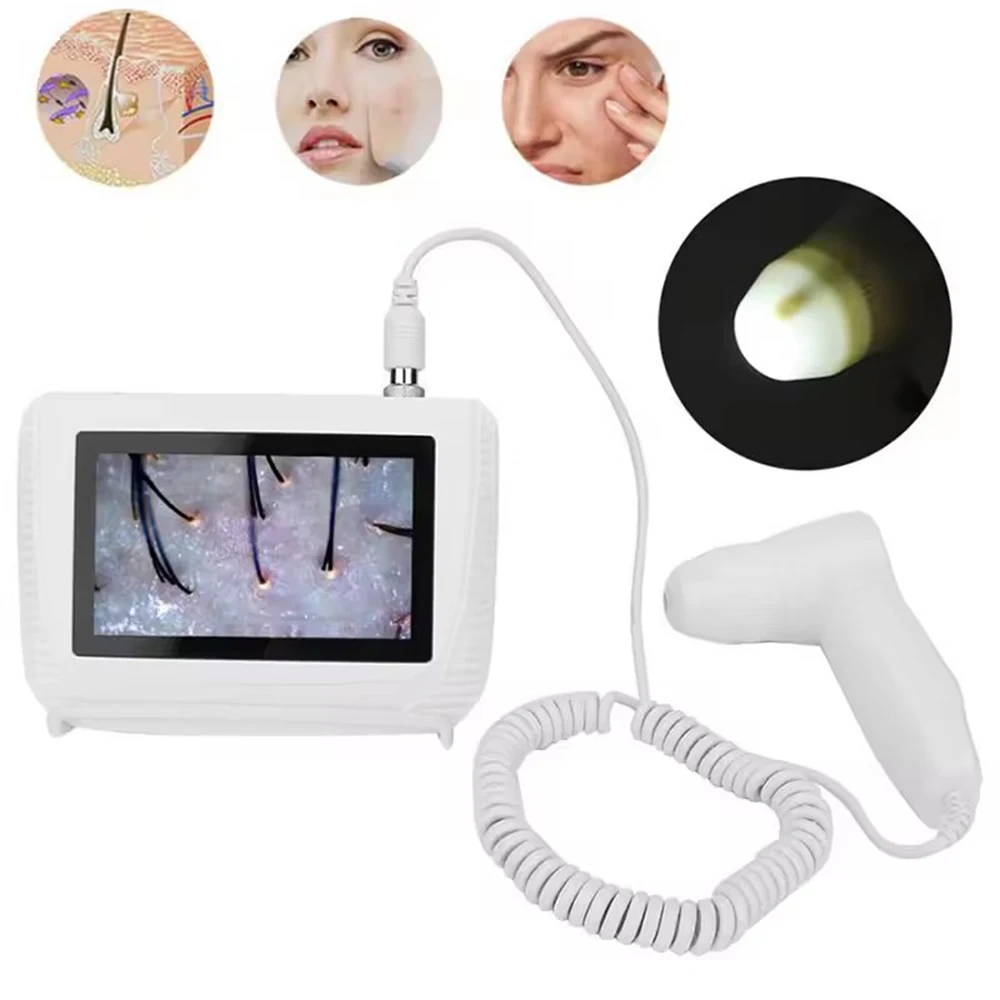 50X/200X Hair Follicle Scalp Skin Analyzer Detection Magnifying Microscope LCD Digital Dermatoscope Scalp Hair Detector Tester