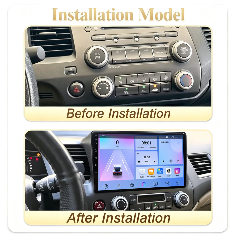 Cortex-A76 Octa-Core Android 16 Car Radio For Honda Civic 8th 8Gen 2005 - 2011 Stereo Head Unit Multimedia Player GPS Navigation