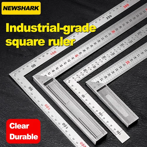 Imagen 1 del producto Regla cuadrada derecha de aleación de aluminio, regla giratoria de ángulo 90, herramienta de medición de carpintería, regla cuadrada de ángulo de calibre de 300/500mm