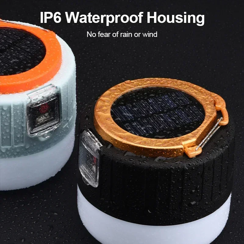 Solar Camping Light LED โคมไฟแบบชาร์จไฟได้พร้อมรีโมทคอนโทรลกันน้ํา Power Bank ไฟไฟฉายฉุกเฉินกลางแจ้ง