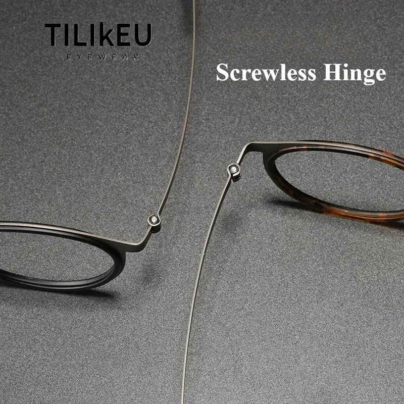 Denmark Brand Pure Titanium Round Screwless Eyewear Men Glasses Frame Vintage Circle Eyeglasses Can Customized Prescription Lens