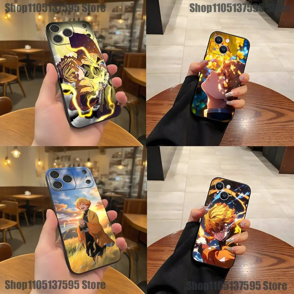 

Anime Z-Zenitsu A-Agatsuma Phone Case For iPhone 17,16,15,14,13,12,11,Pro,XS,Max,XR,Plus,E,SE4,Mini Black Soft Cover