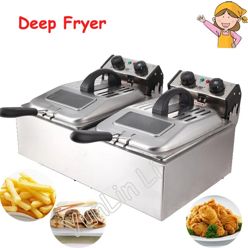 

Commercial Double Electric Deep Fryer Large Capacity Timing Frying Machine Double Cylinder Fried Machine