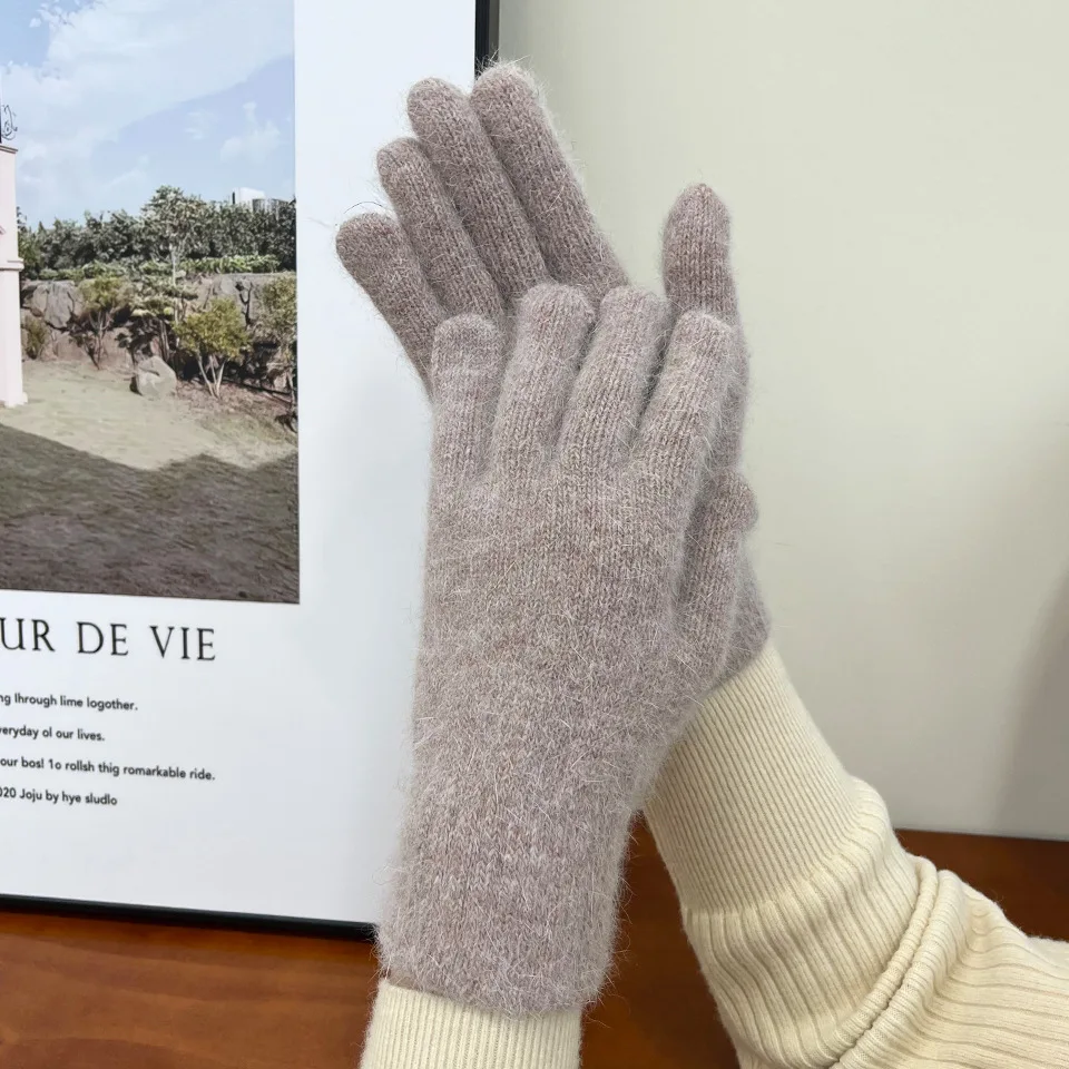 قفازات محبوكة سميكة دافئة للنساء قفازات شاشة لمس مرنة ناعمة مقاومة للبرودة للشتاء #2