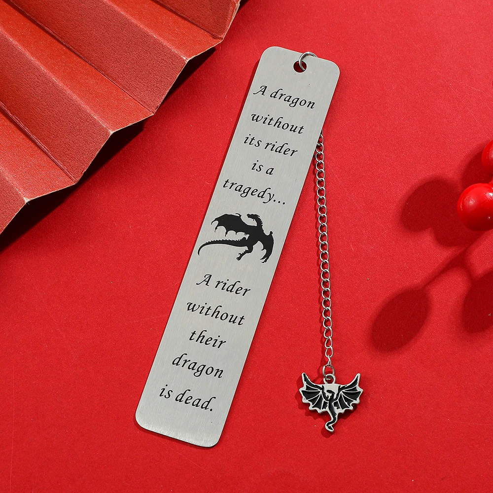 Fourth Wing Bookmark - Story Bookmark of the Dragon Knight Stainless Steel Pendant Bookmark Gothic Dragon Bookmark