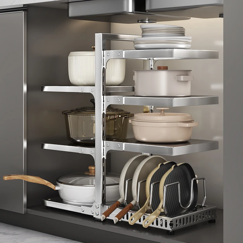 Adjustable Heavy-Duty Cookware Storage Rack - Suitable for Cabinets |   Multifunctional Usage Modes |   Dual-Purposek, Available