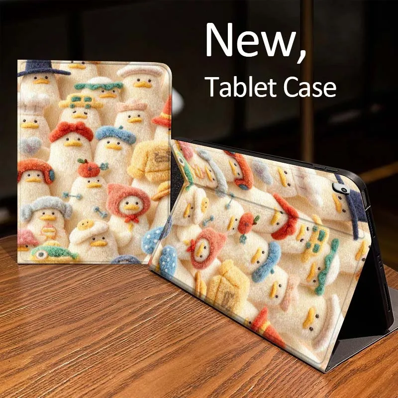 

Чехол для планшетов iPad Pro, mini, Air 1, 2, 4, 3, 5, 6, 7, 8-го, 9-го, 11-го поколений, M2, M3, M4, 6-го, 7-го, 10-го, 11-го поколений, 2025 года, с дизайном в виде мультяшной утки, плюшевый