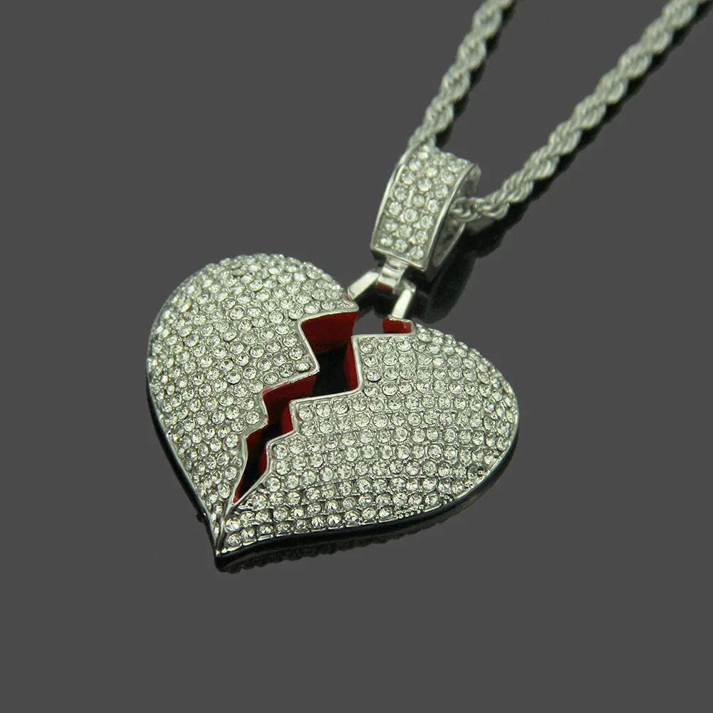 Fashion Hip-Hop Men's Broken Heart Alloy Heartbreak Pendant