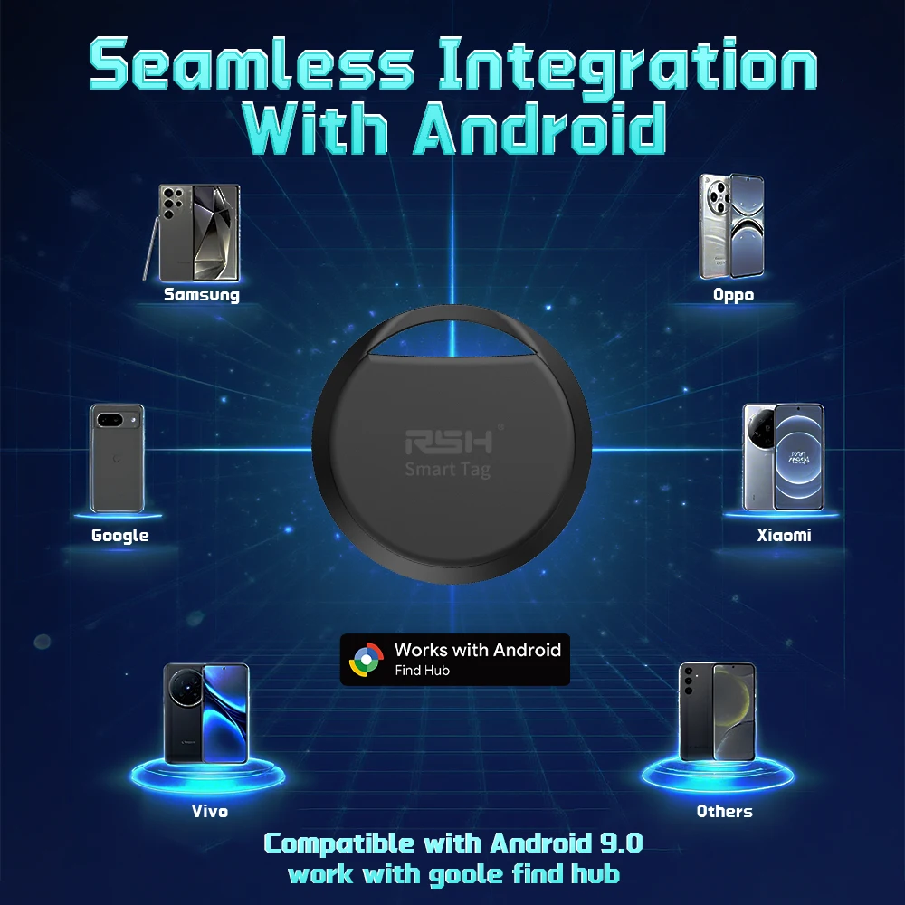 جهاز تتبع RSH Security المضاد للخسارة بنظام تحديد المواقع Android Mini المحمول يعمل مع جهاز البحث عن محور Google لعلامة Samsung Moto Car AI