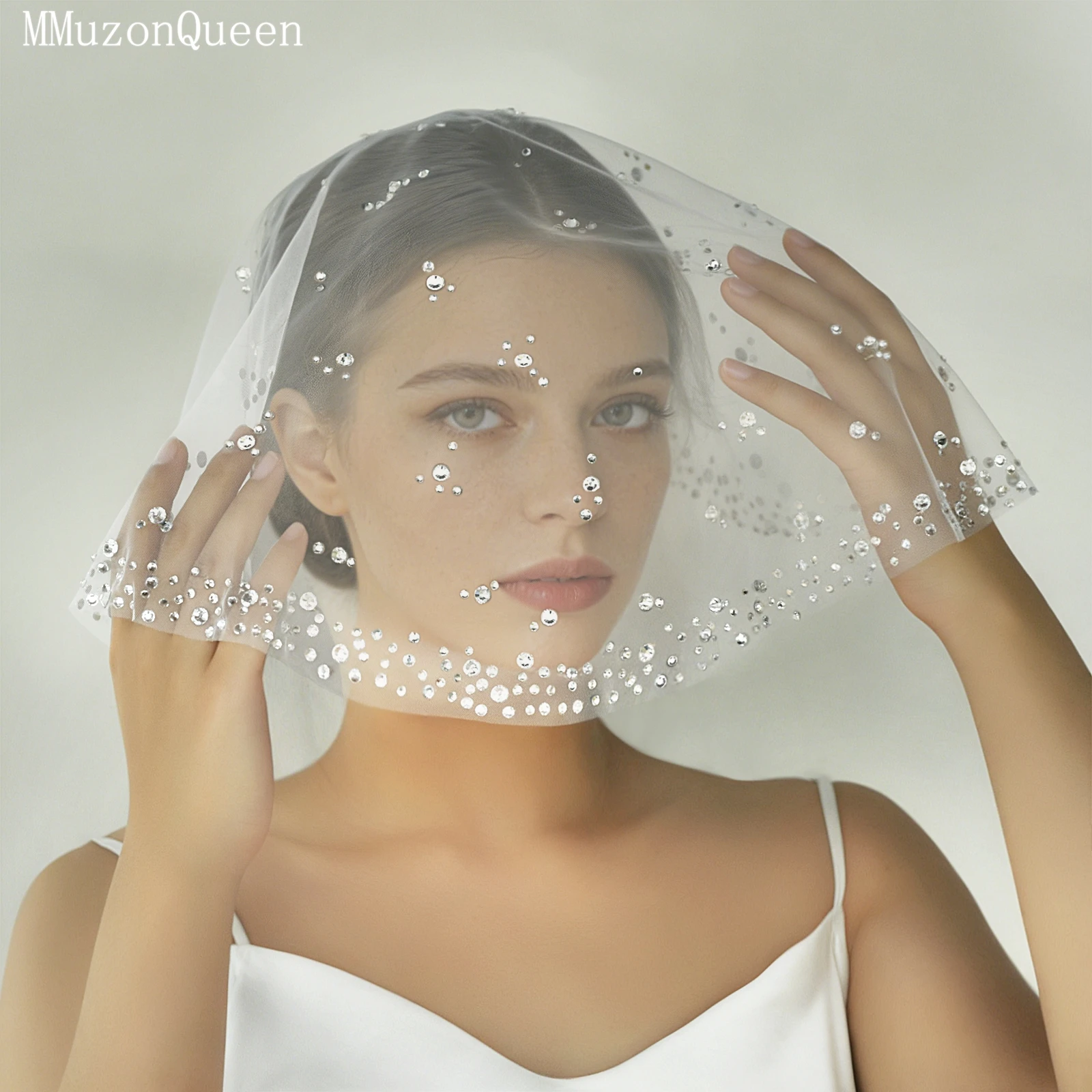 

TOPQUEEN фатасострасами фатадляневесты Свадебная фата с стразами, аксессуары для вечеринок Ma14a