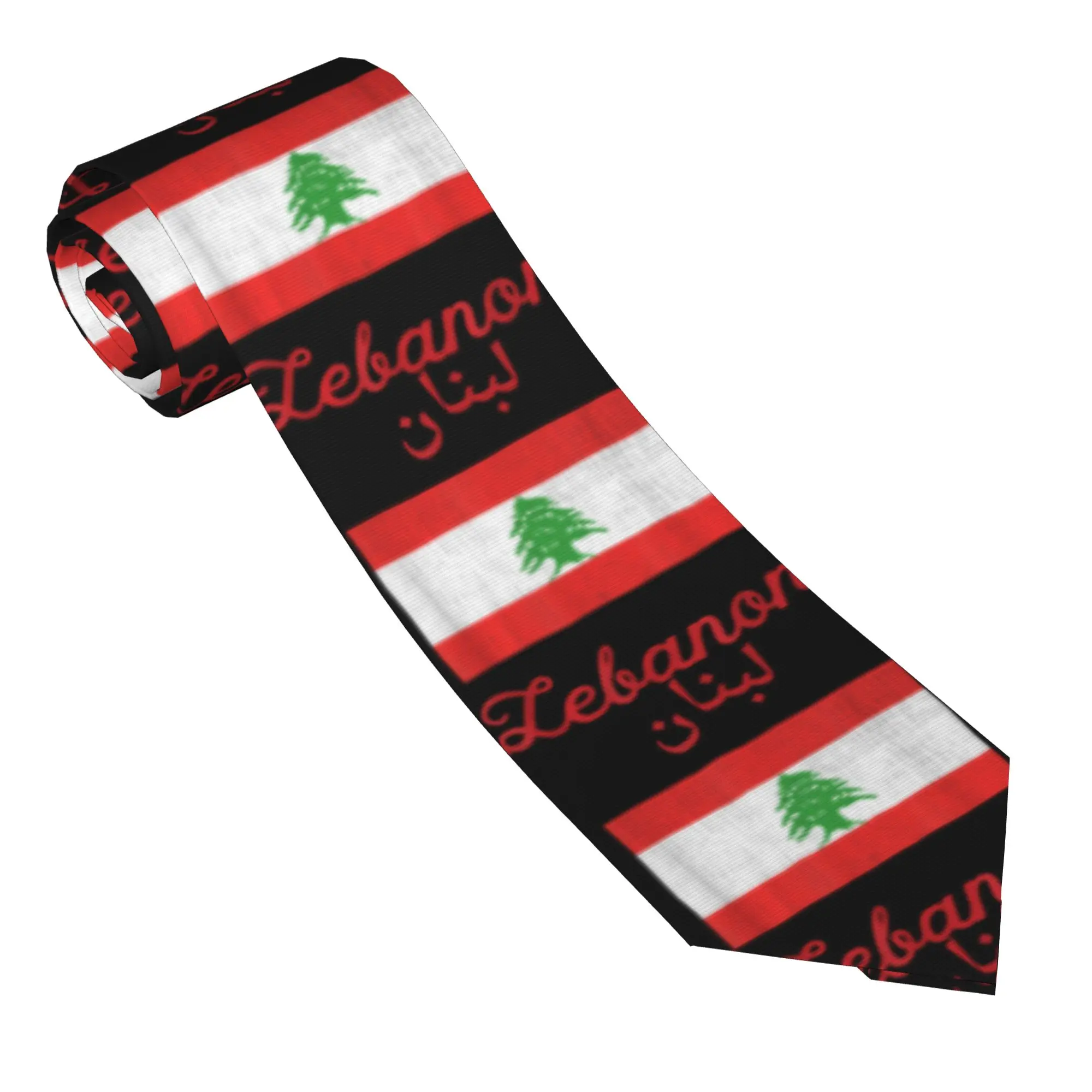 Lebanon Flag Tie  Retro Casual Neck Ties For Unisex Adult Wedding Quality Collar Tie Custom Necktie Accessories