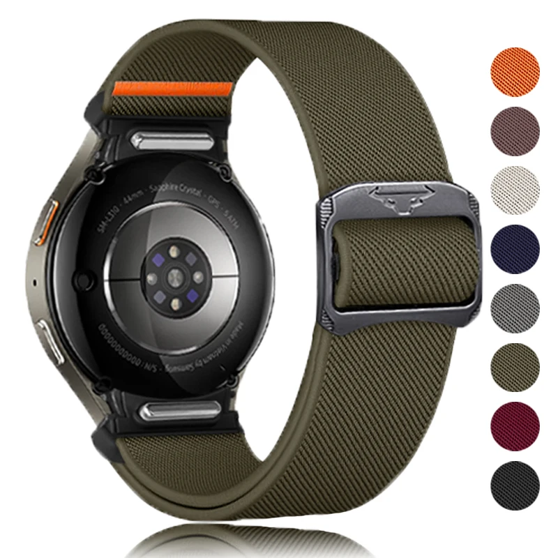 No Gaps Band für Samsung Galaxy Watch 7 6 5 4 40 mm 44 mm/5 Pro 45 mm elastisches Nylonarmband Galaxy Watch 6 Classic 47 mm 43 mm Armband