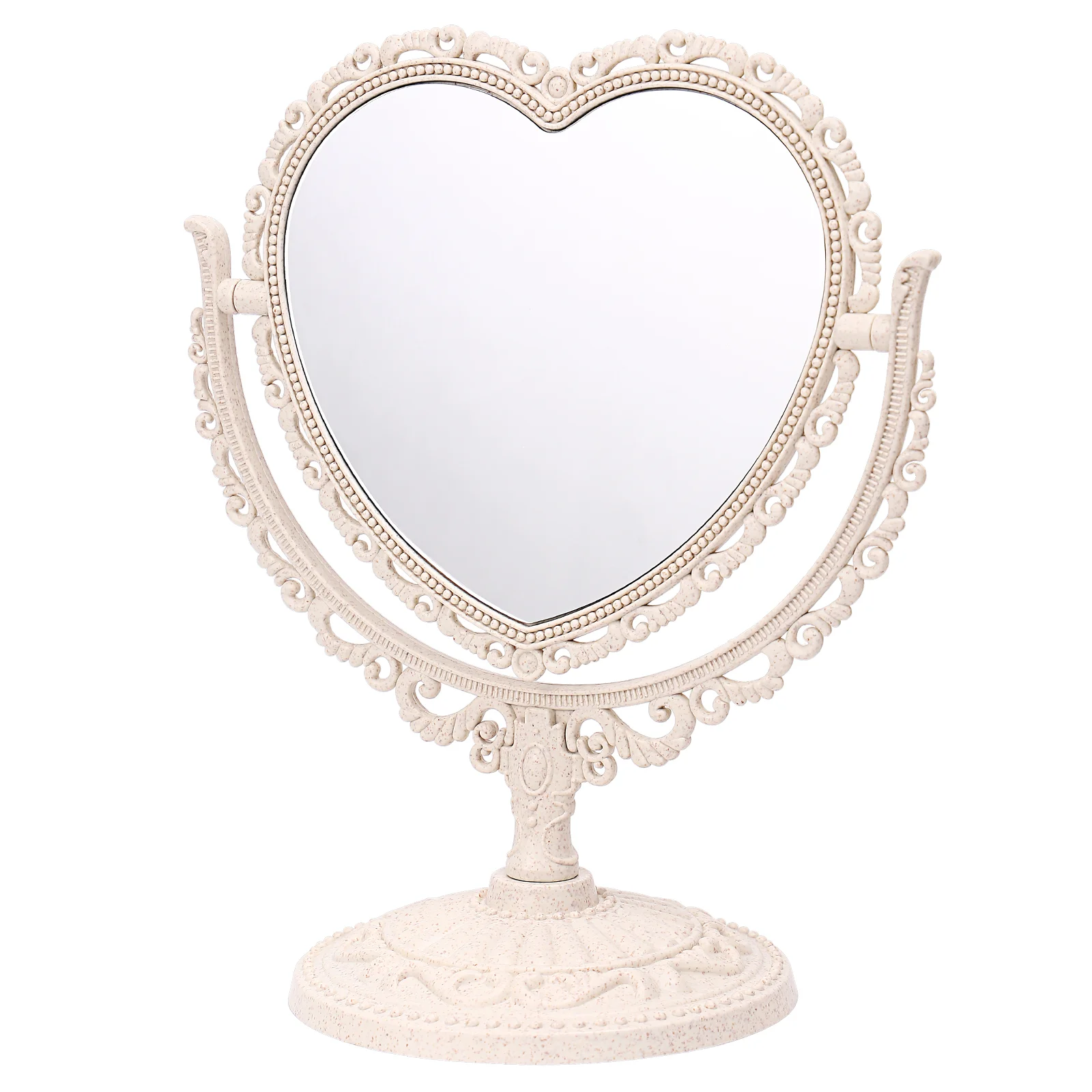 1pc Heart Shaped Vanity Mirror Tabletop Double Sided Mirror Rotatable Vanity Mirror Desk Mirror Makeup Mirror