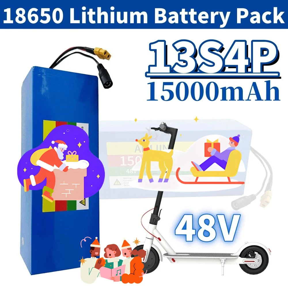 

13S4P 48V 15AH 18650 Lithium Battery High Power 500W Scooter Batteries 54.6v 15000mAh Rechargeable battery pack