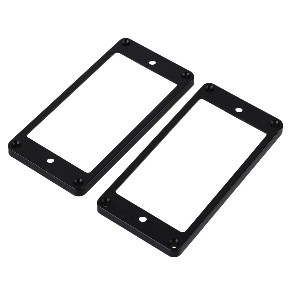 2 x Black Electric Guitar Flat Humbucker Pickup Frame Cover Plate Mounting Rings