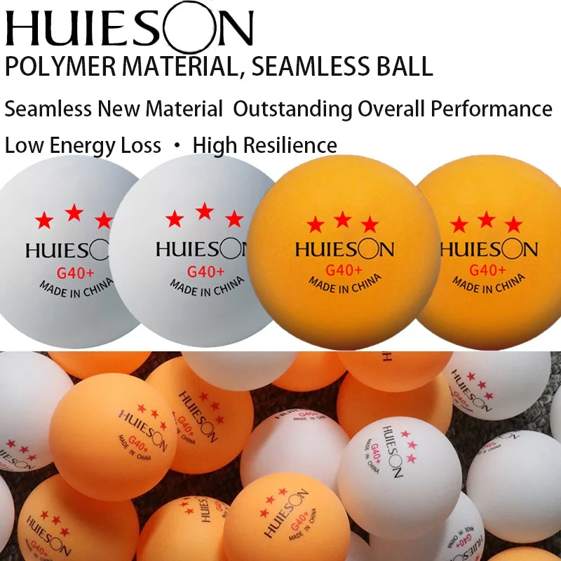 

20/50/100pcs HuIESON 3-Star Ping Pong Balls Professional G40+ New Materiaal ABS Table Tennis Ball for Multi-Ball Training