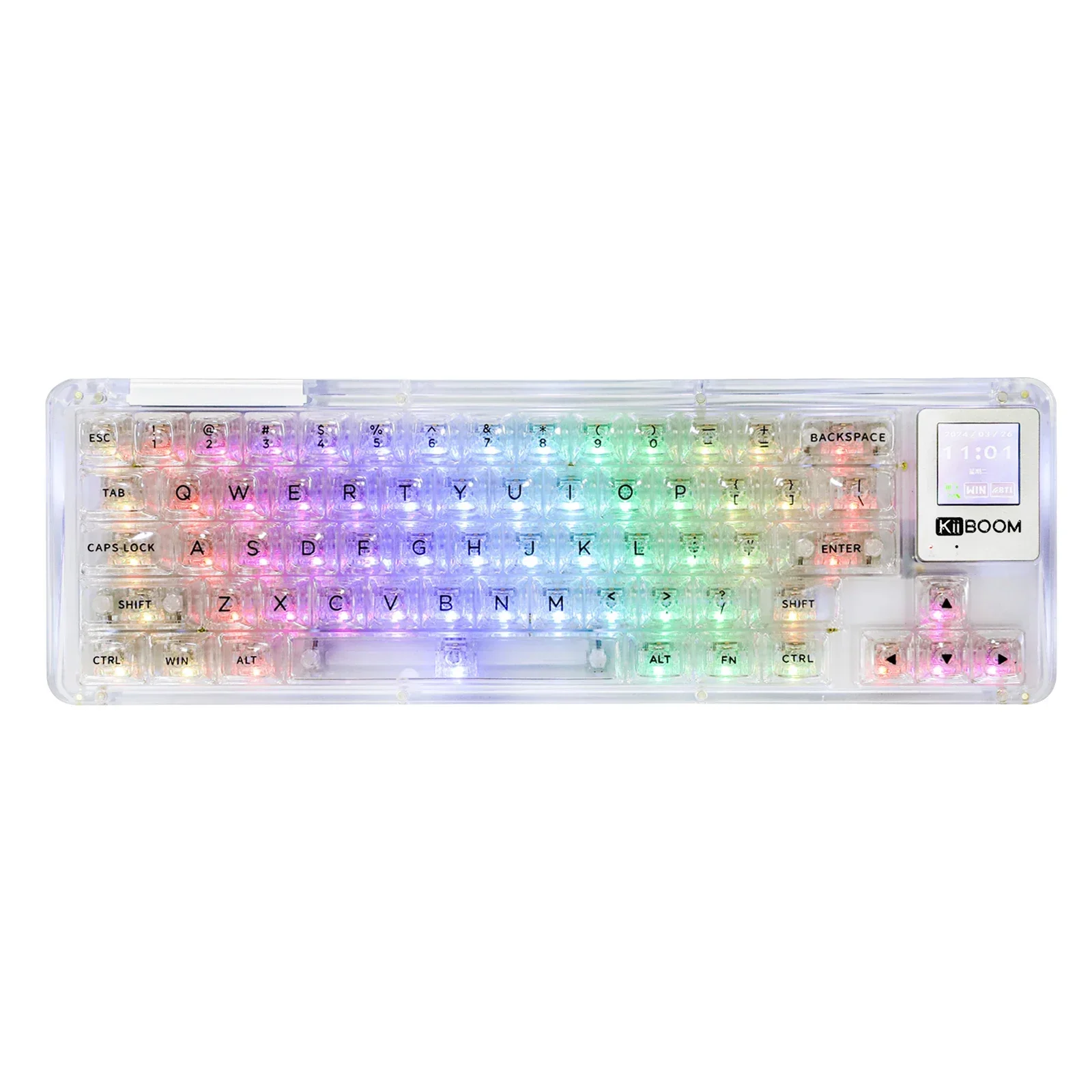 

KiiBOOM Phantom 64 60% Transparent Mechanical Keyboard with LCD Screen competitive price big mechanical keyboard switch