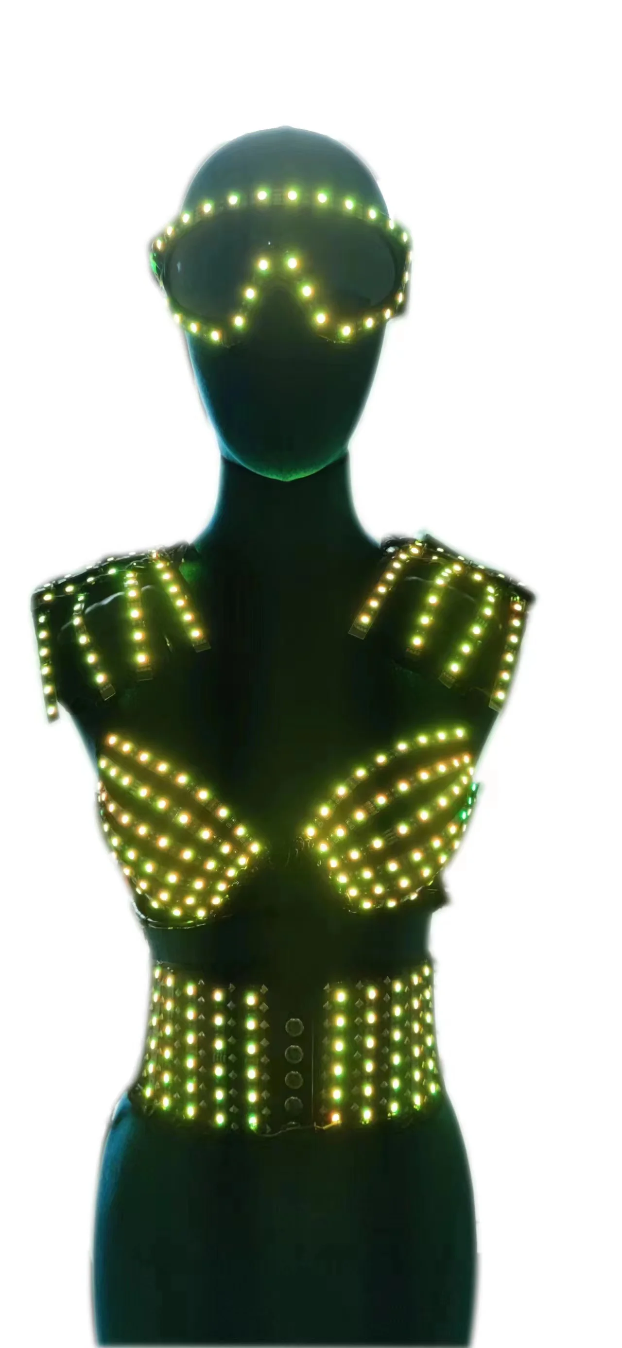 LED Bikini Corset Girls Luminous Bra Set Dress Dance Glasses Ladies Light up Outfit Suit Show Costume Clubwear