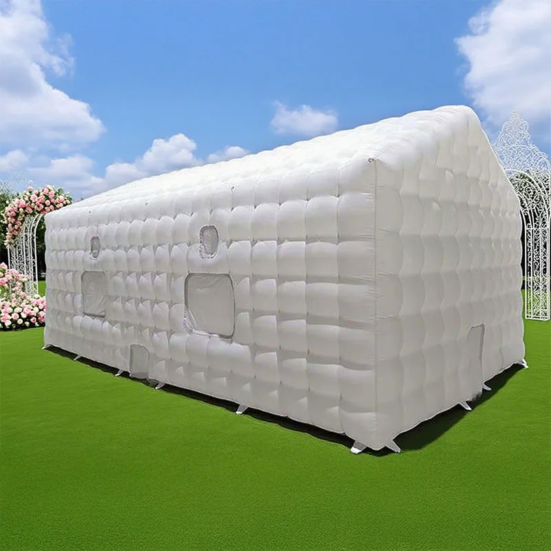 

Large White LED Light Inflatable Cube Tent Cubic Shaped Night Club For Outdoor Wedding Events Disco Inflatable Nightclub Tent