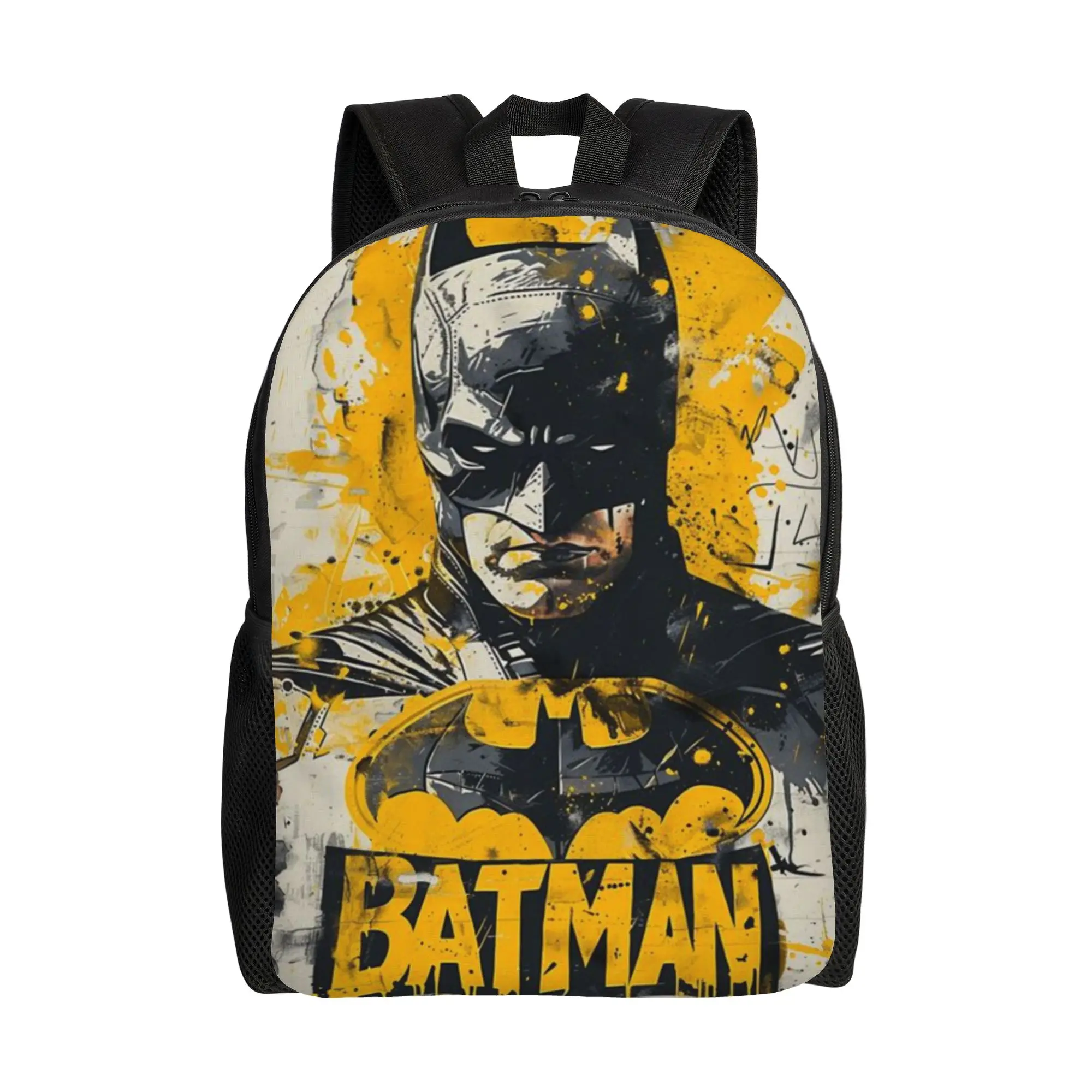 

Back to school season Yellow Splatter Hero Rucksack Batman Men Women Adult Harajuku Design Backpack